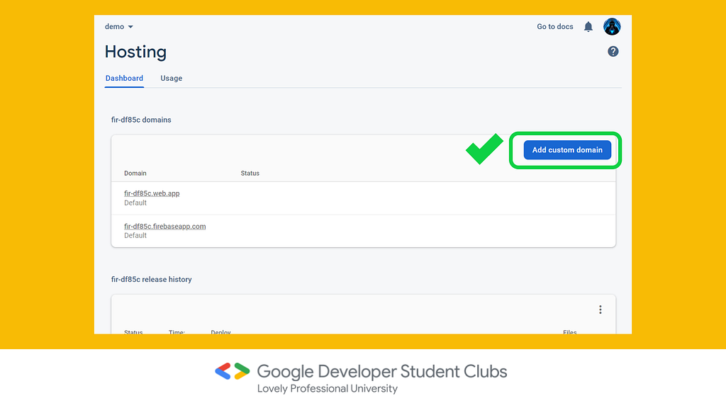 Hosting dashboard - firebase