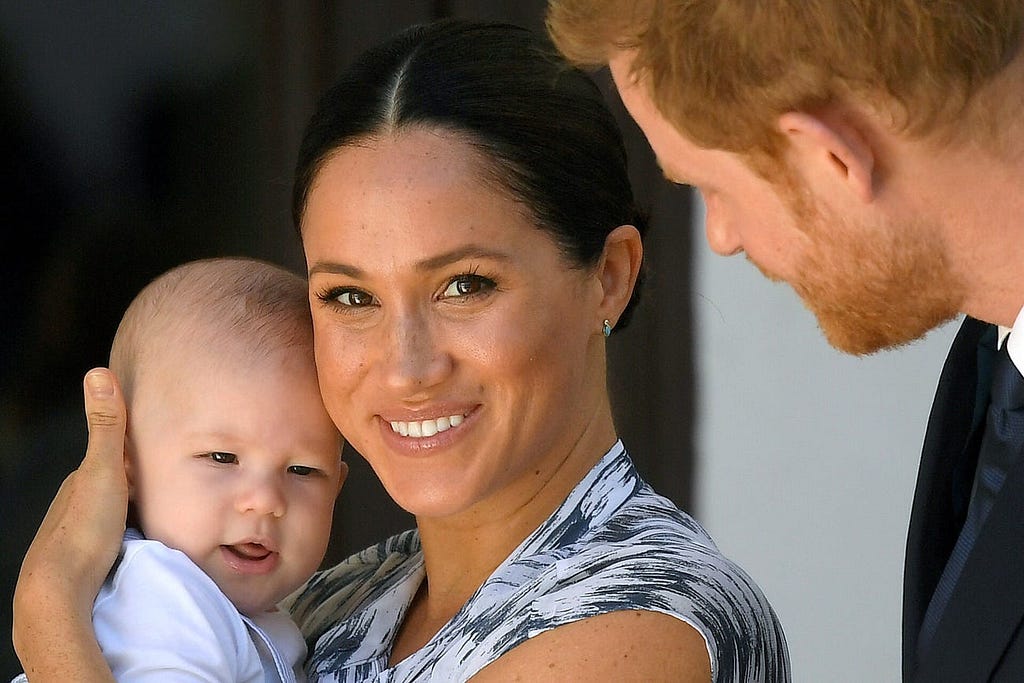 Meghan, Harry, and baby Archie.