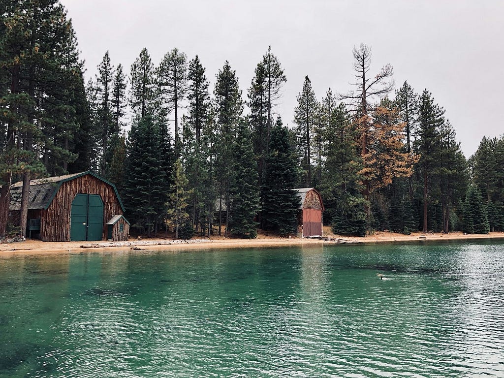 Tallac Historic Site, photo taken from the lake representing the boat house and dance hall. Lucky Baldwin was instrumental (inadvertently) in preserving this great land mass that we enjoy today at Lake Tahoe.