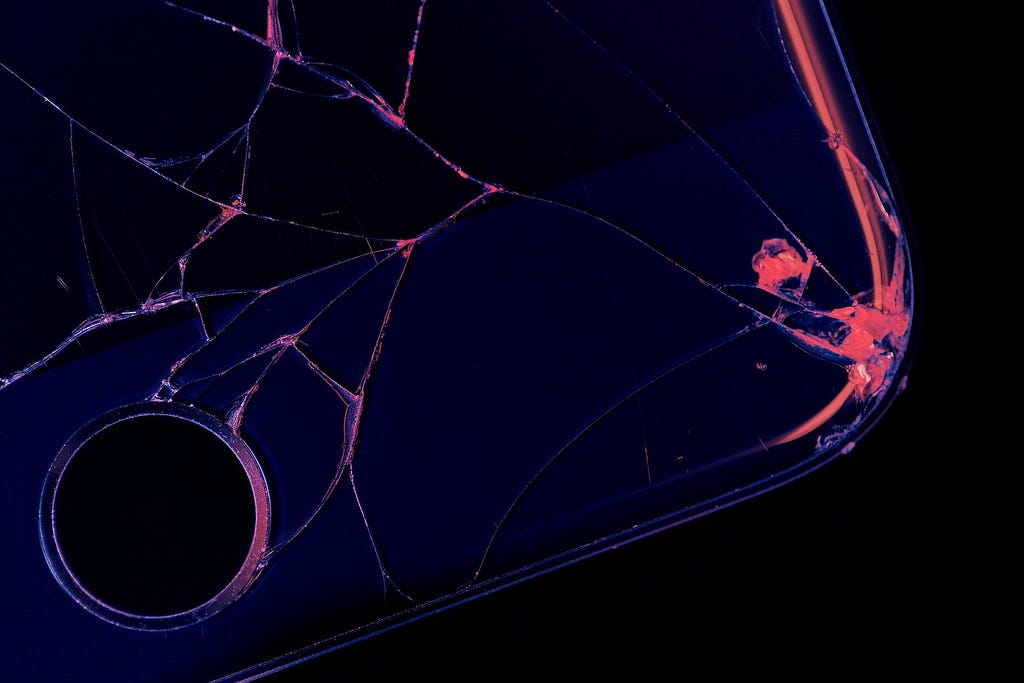 Abstract holographic image of a shattered phone