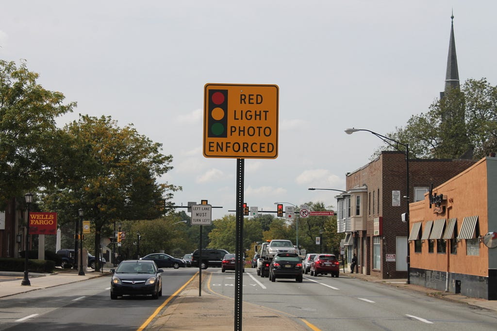 MATT SCHICKLING / WIRE PHOTO Red light cameras have been installed at three intersections in Abington. Starting Oct. 1, red light violaters will be fined $100. The cameras are installed at the intersections of Old York Road and Susquehanna Road, Old York Road and Welsh Road, and Moreland Road and Fitzwatertown Road.