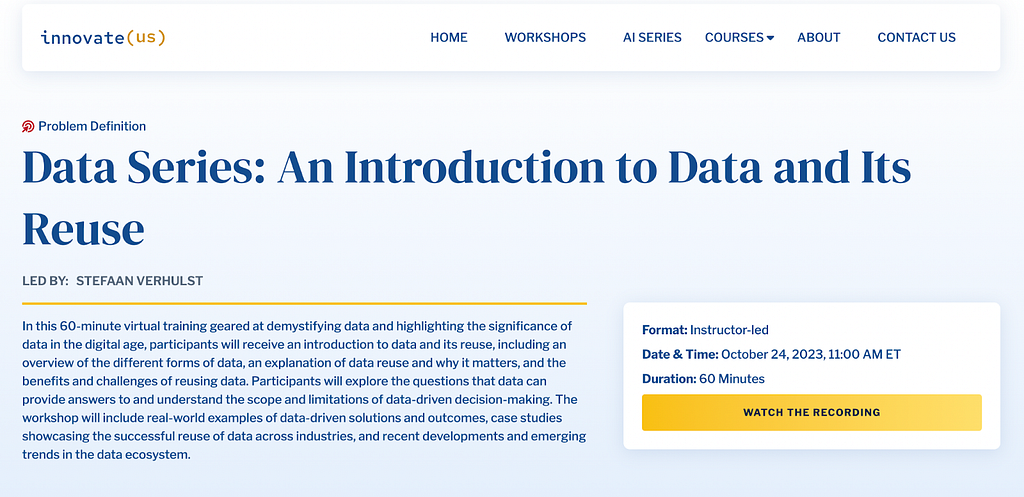 Cover image for the first of three workshops as part of the Data Series.