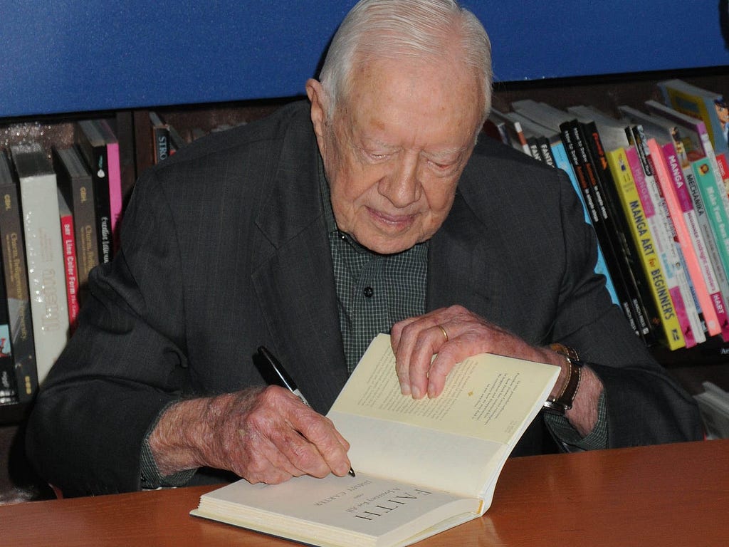 Jimmy Carter signs copies of his new book “Faith” at Barnes & Noble Fifth Avenue.