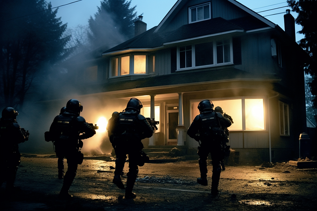 The house of one of the main conspirators gets raided by Trump’s SWAT teams.