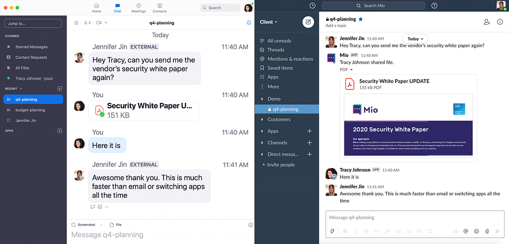 Zoom Chat interoperability with Slack