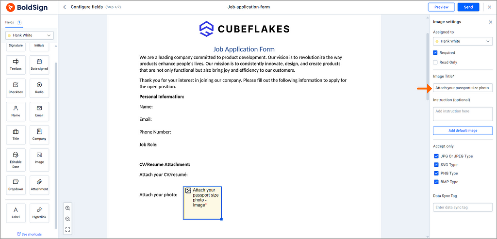 Configure fields