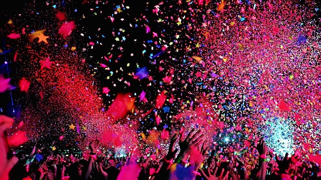 Confetti explosion at a live concert