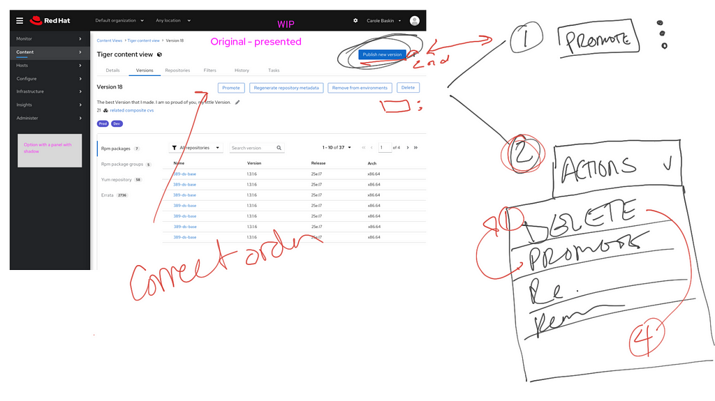 Jamboard allows team members to annotate mockups with messages like “Correct order” and draw reordered layouts on the page