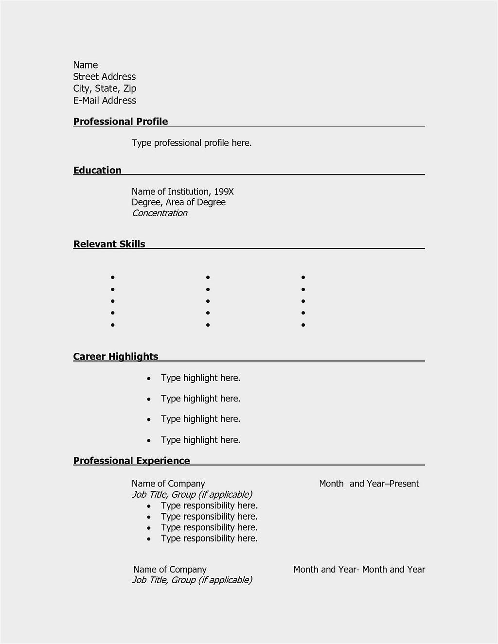 Resume Templates Pdf