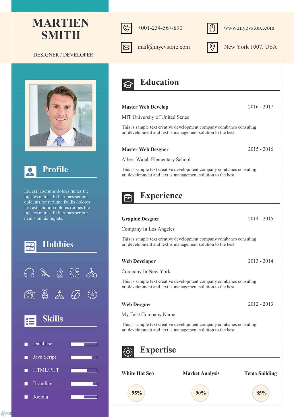 Stationary Resume Template Editable CV for Word