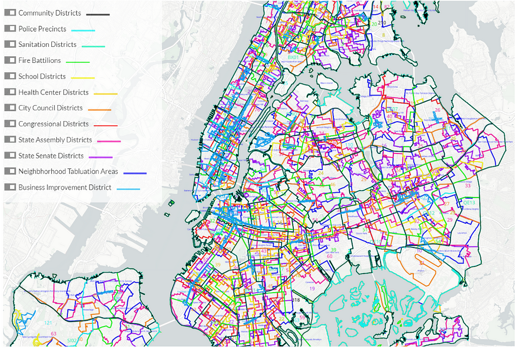 The many overlapping administrative boundaries of NYC