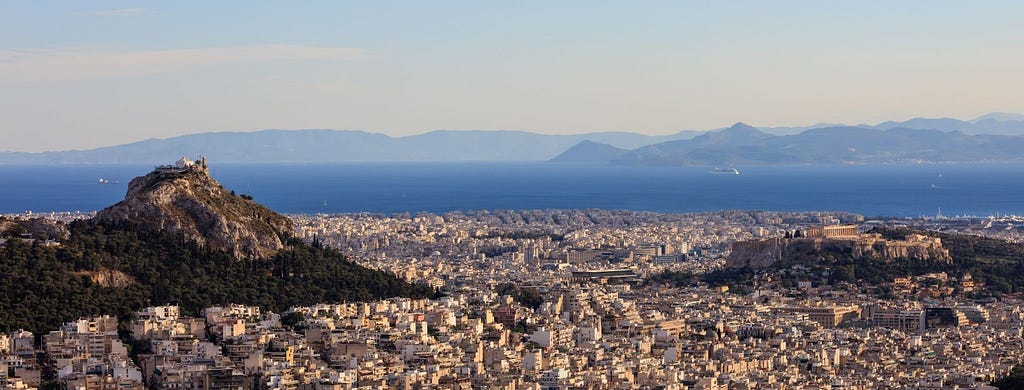 Greek city aerial view