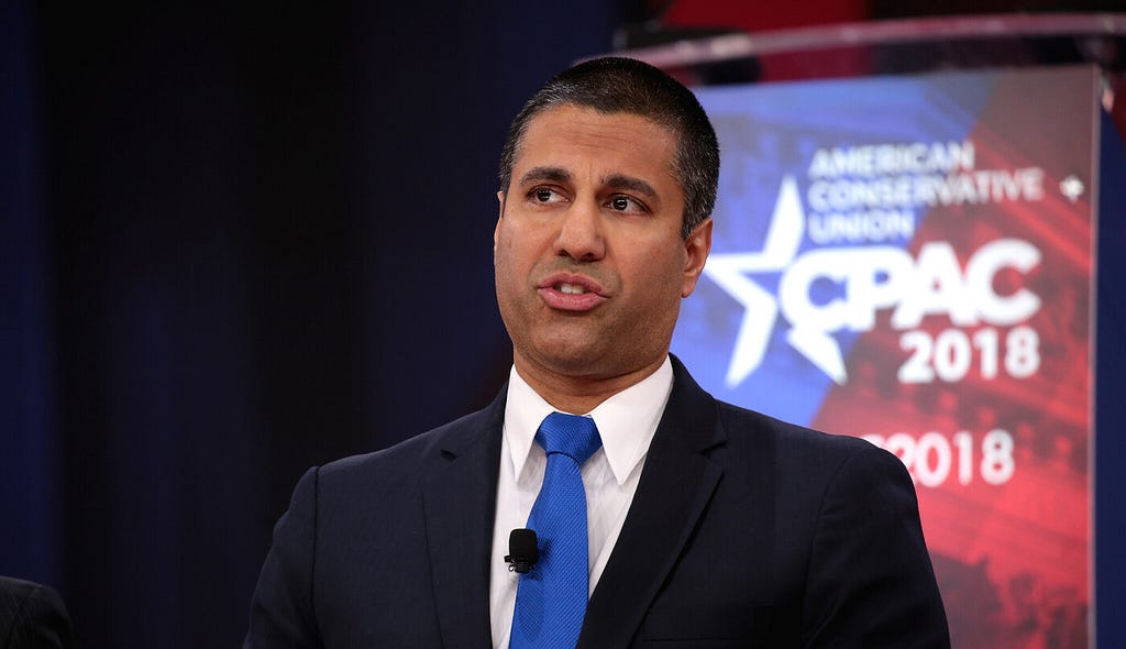 Photo of FCC Chairman Ajit Pai speaking at the American Conservative Union CPAC 2018 Conference.