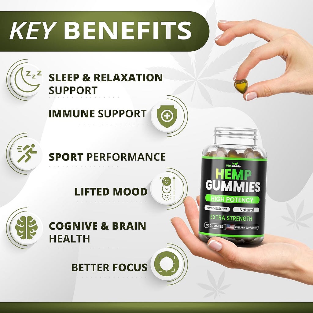 Hemp Gummies - Extra Strength - Great for Peace  Relaxation - Infused with Pure Hemp Oil, Ashwagandha - L-Theanine - Relaxing Supplement - Tasty Relief - 90 Gummies - Made in USA