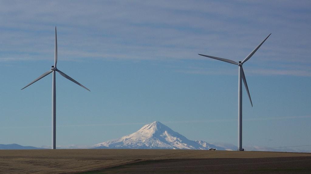 Biglow wind farm and Mount Hood
