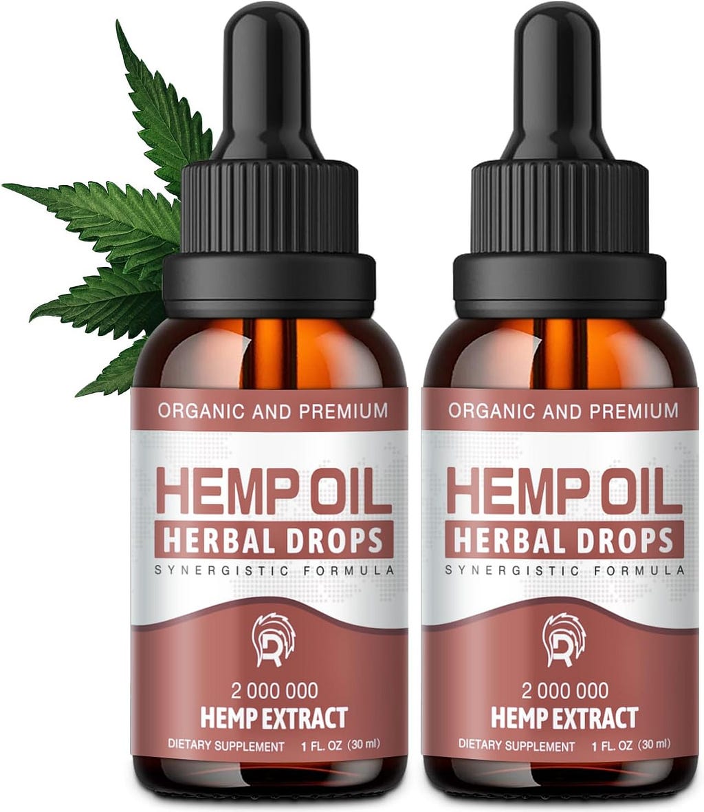 Hemp Oil High Potency （2 Pack） Hemp Drops Max Strength 100% Pure Natural Hemp Oils Extract - Best Edible Hemp Supplement for Adult Made in USA (Natural)