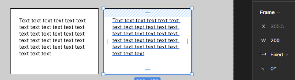 Imagem de um elemento do Figma com um texto interno utilizando o Dev Mode da ferramenta.