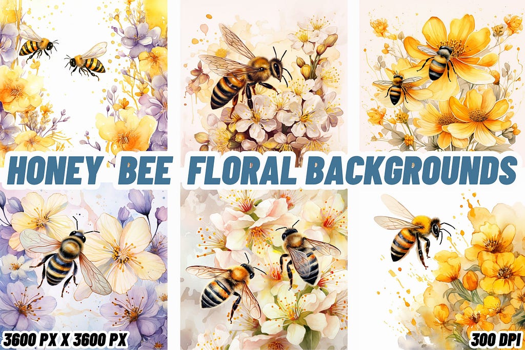 Honeybee Floral Backgrounds Graphic Backgrounds