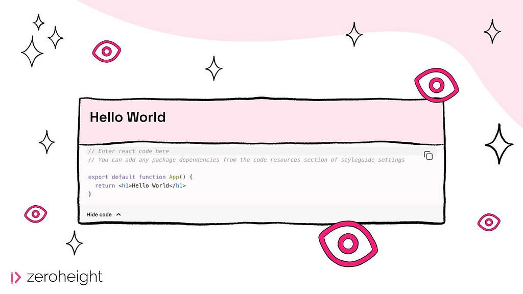 A pink illustration of the new React components feature.