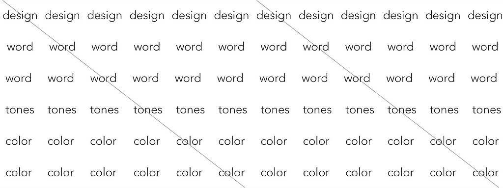 design — word–tones–color–color