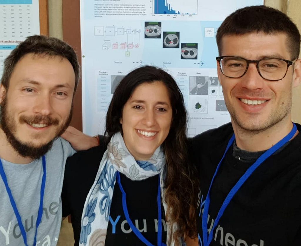 At the ACDL 2019 poster session — Ilia, Tal, Roman