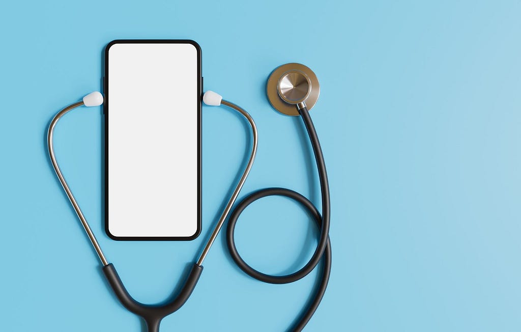 A phone and a stethoscope.