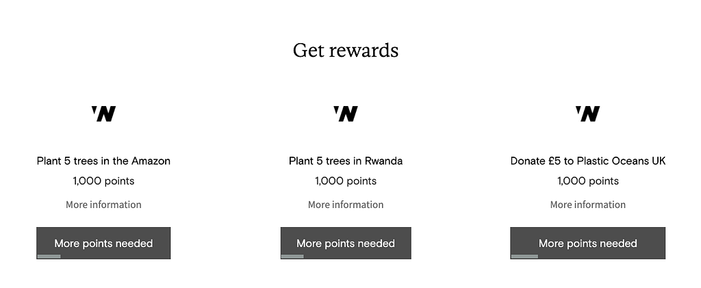 Wild Nutrition lets customers claim their loyalty points in exchange for the brand planting five trees in Rwanda or giving a donation to Plastic Oceans UK on their behalf