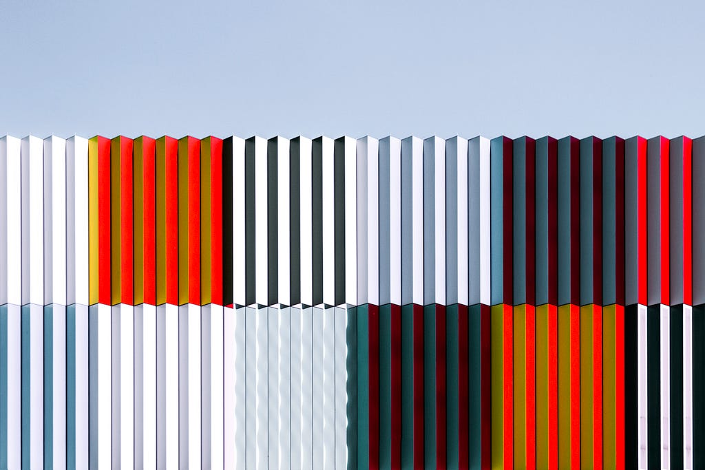 colorful, stacked, corrugated sheets