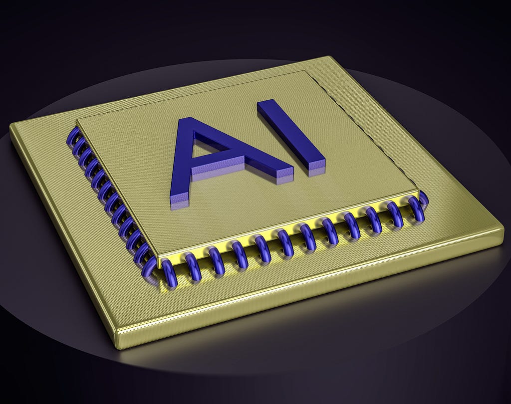 a golden image with AI Artificial Intelligence in a Blue style