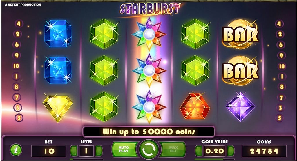 Screenshot of Starburst Slot Respin Feature — NetEnt