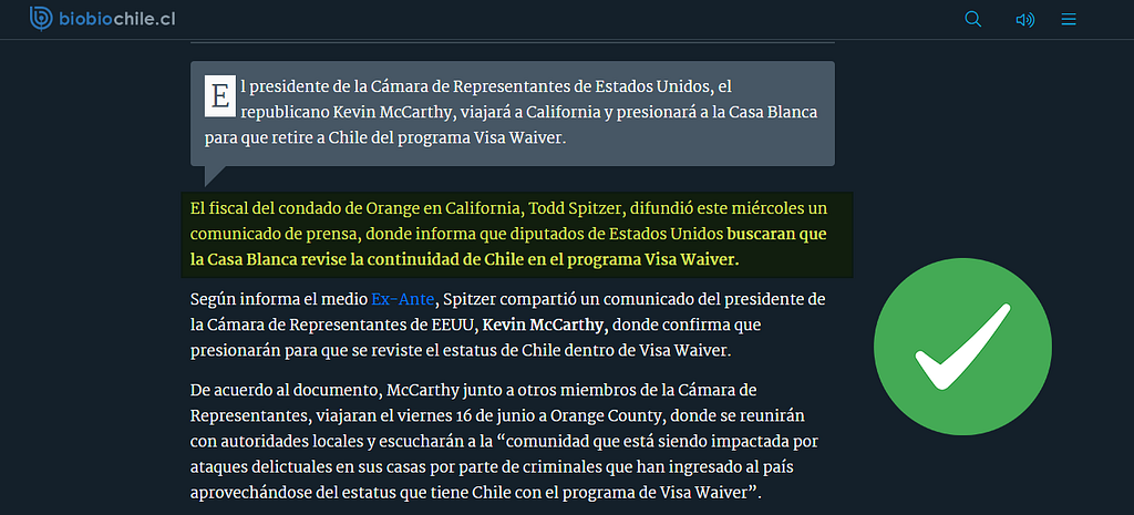 Fácil de leer los textos con modo oscuro activado