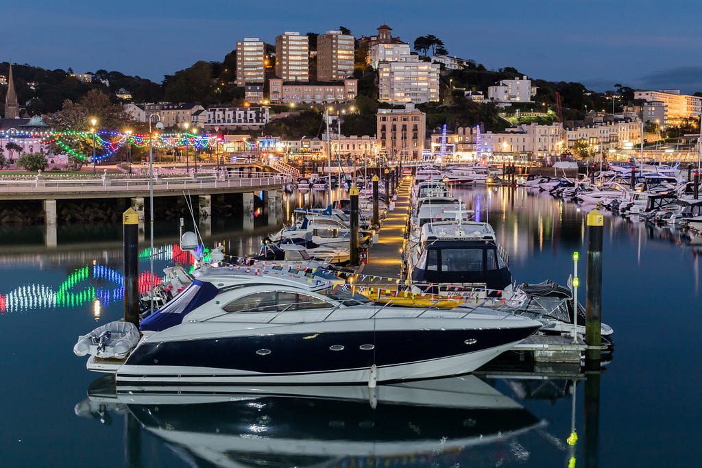 Torquay Harbour by night. Looks nice.