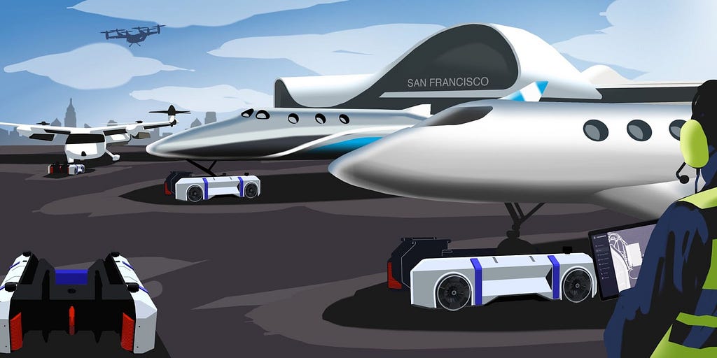 Multimodal airfield with autonomous GSE. Courtesy of Moonware