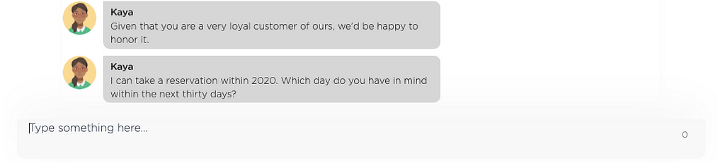 Continued from the above: an extended Q&A flow in the middle of restaurant reservation