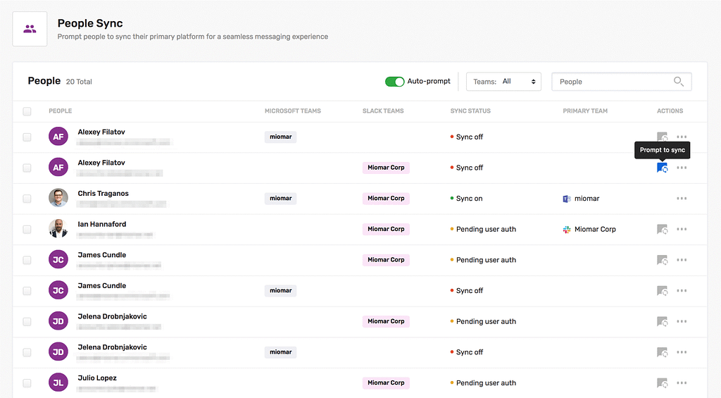 How to sync people on enterprise chat apps with Mio People Sync