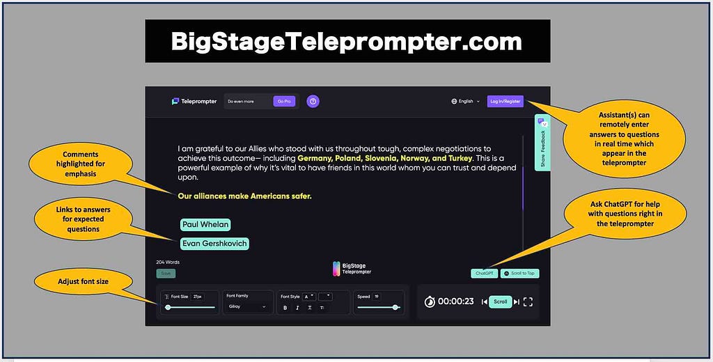 Present better with the AI powered BigStage Teleprompter