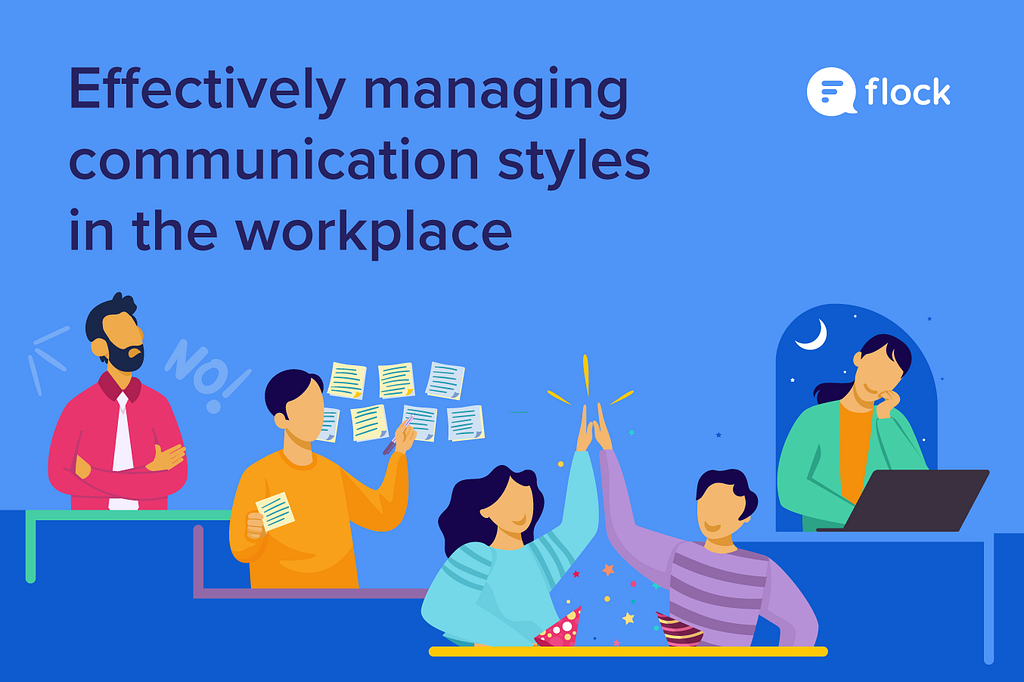 A group of coworkers showcasing their personalities. Title: Effectively managing communication styles in the workplace