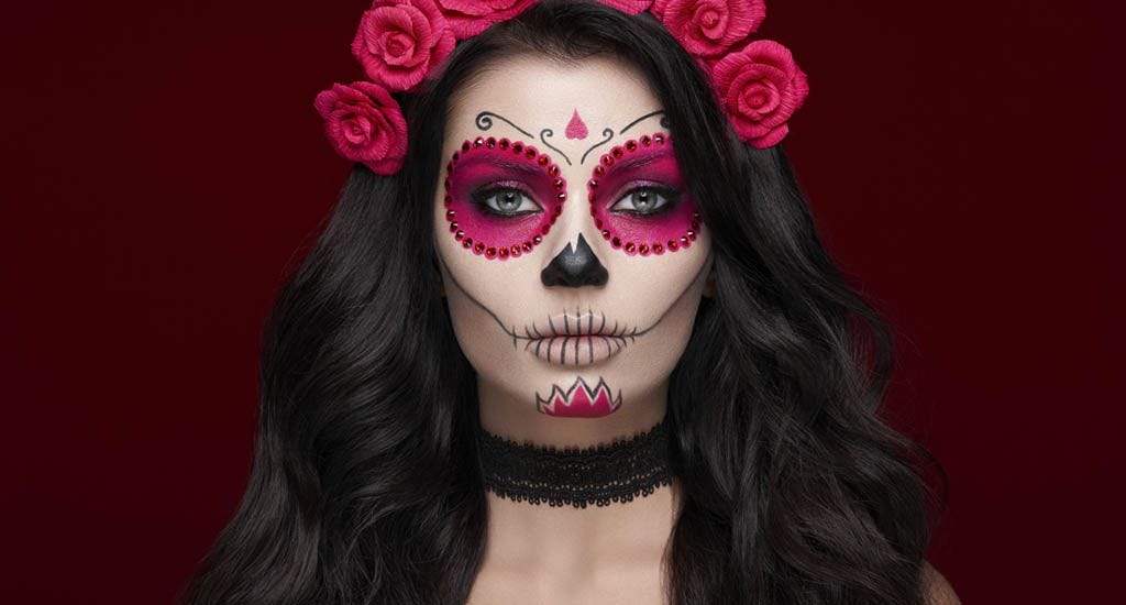 Woman in Halloween makeup