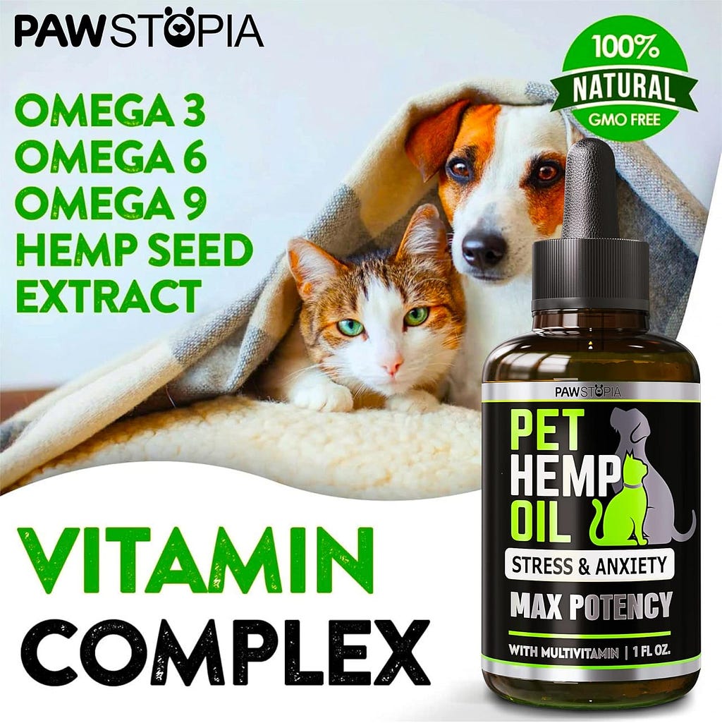 (2 Pack) Hemp Oil for Dogs and Cats - Helps Pets with Anxiety, Pain, Stress, Sleep, Arthritis, Seizures Relief - Cat Anxiety Relief - Omega 3-6-9 - Pet Hemp Oil Drops Treats - Hip and Joint Support