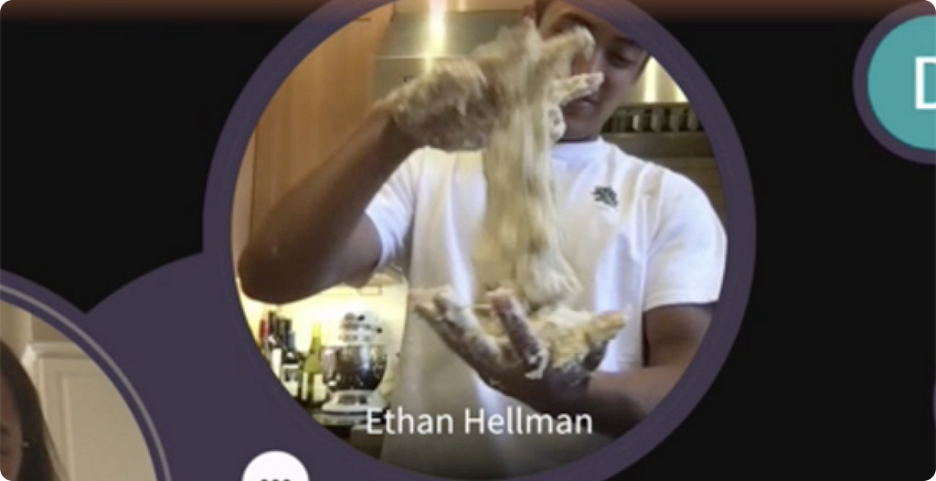 Ethan making bread in an online baking class