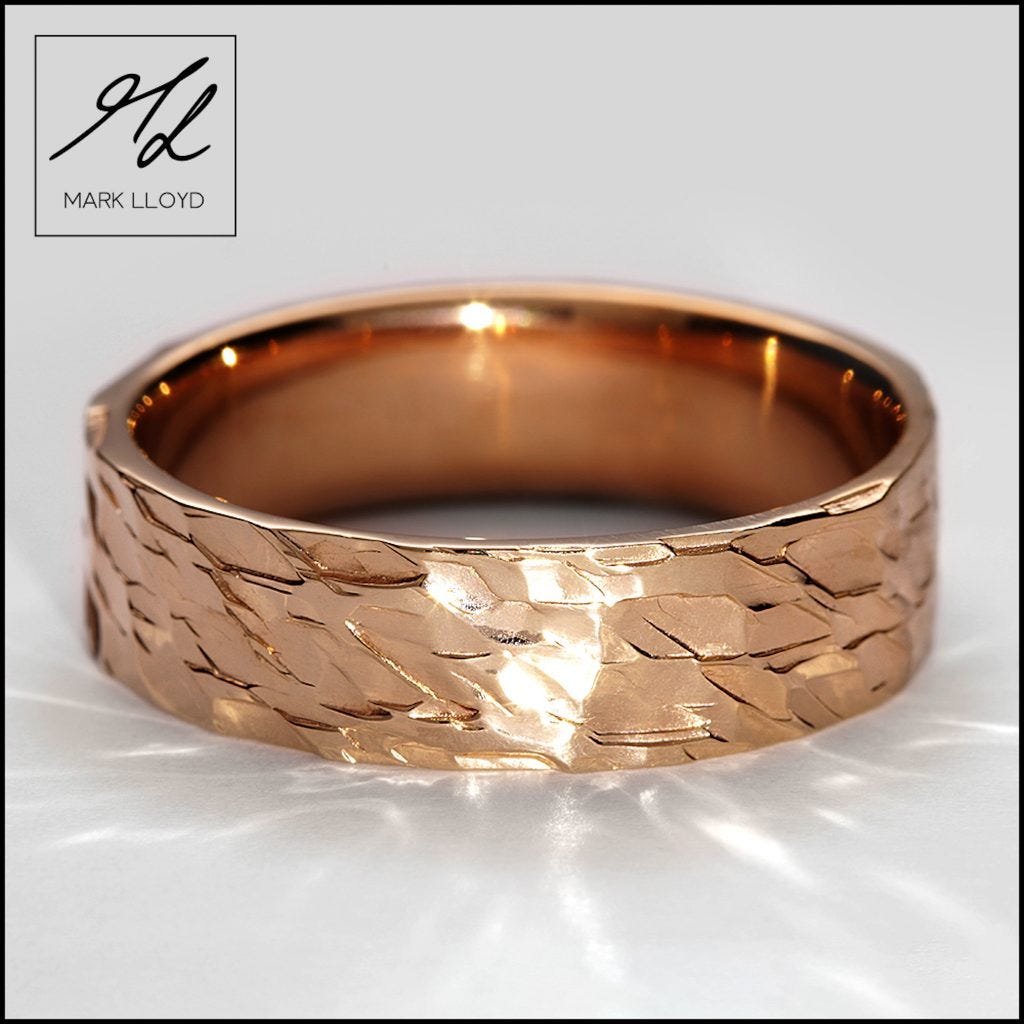 Picture of a wedding ring design called VULCAN in rose gold by Mark Lloyd Master Goldsmith