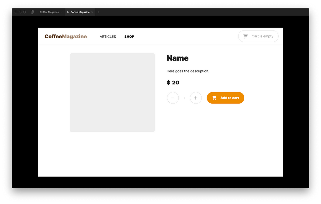 Designed product page template in Figma