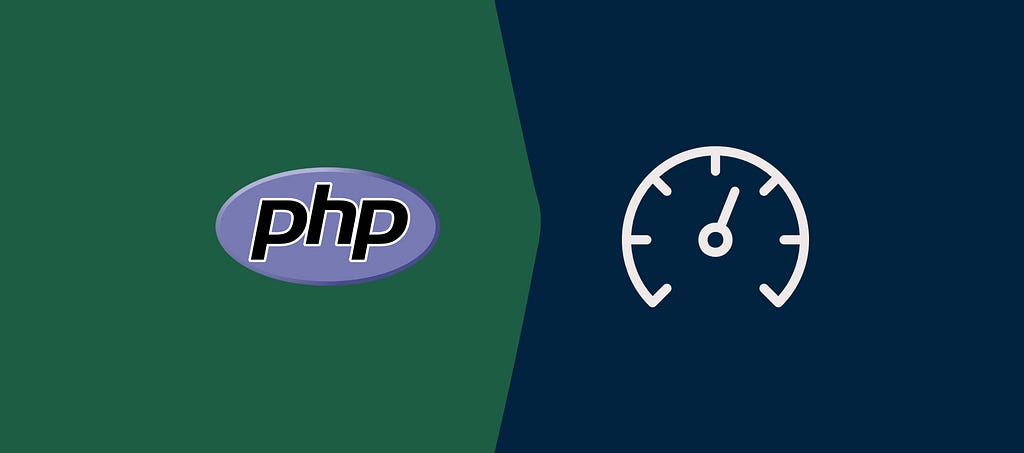 Cover image with php logo and a clock, signifying speed in reducing server responser time php web apps.