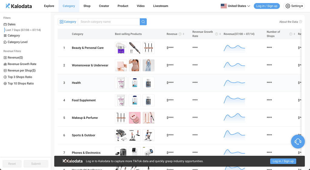 Kalodata — tiktok sales tracker