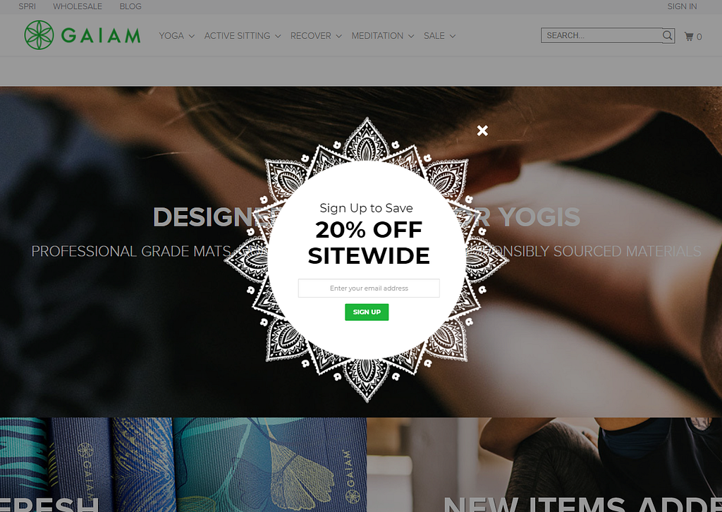 Gaiam's rounded popup