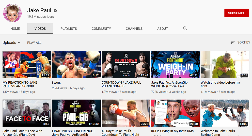 Jake Paul has over 20 million subscribers on YouTube.