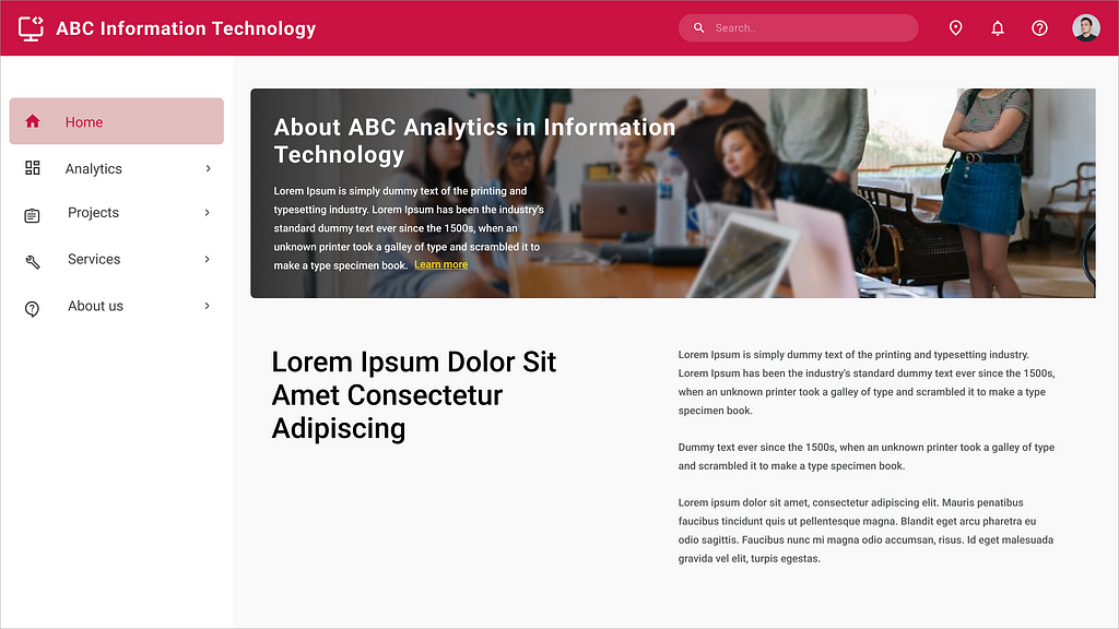 Sample Website of an Information Technology team