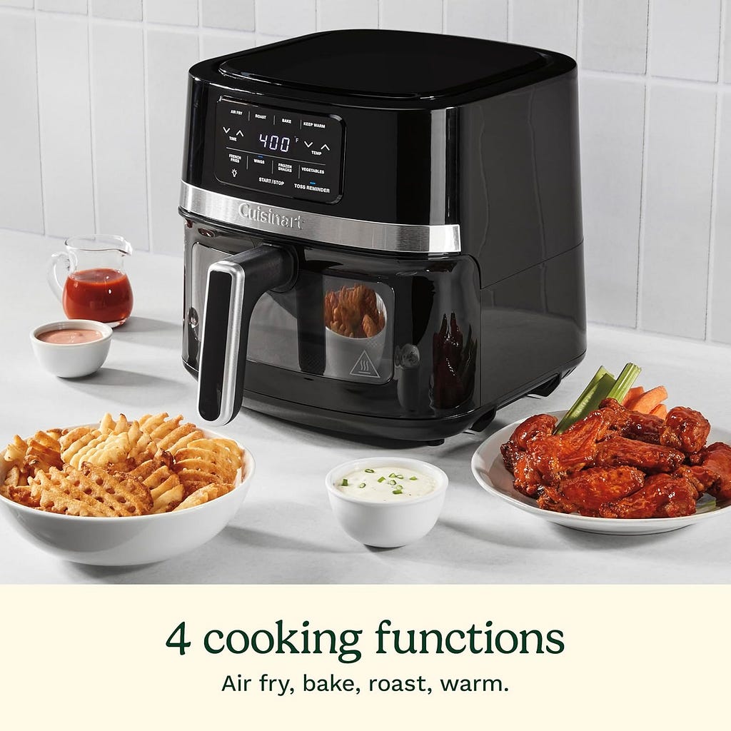 Cuisinart Air Fryer Oven – 6-Qt Basket Stainless Steel Air Fryer – Dishwasher-Safe Parts with 5 Presets – Roast, Bake, Broil, Air Fry and Keep Warm – Quick  Easy Meals – AIR-200