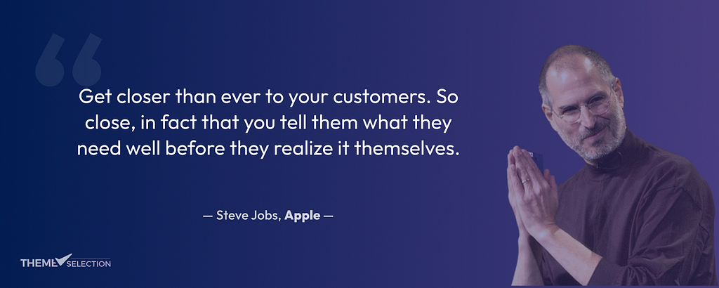 Themeselection 2023 year review: Steve Jobs Quote on Customers