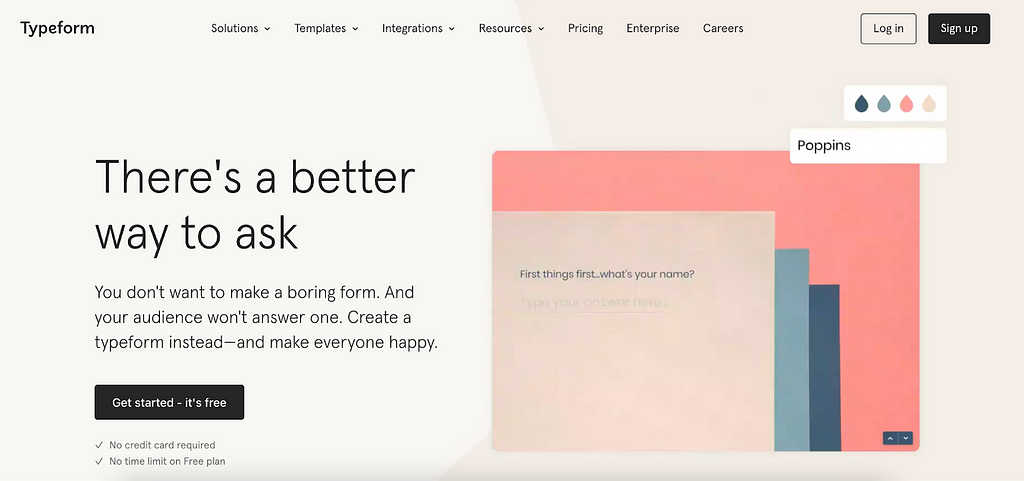 Typeform’s homepage